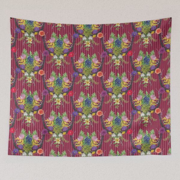 Item preview, Spring Flower & Wide Foliage Arrangement on Red Stripes designed and sold by Digitalmyth's Designs.