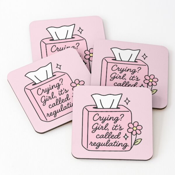 Item preview, Crying Girl Its Called Regulating Pink Tissue Box Funny Mental Health designed and sold by ronakris009.