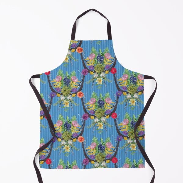 Item preview, Spring Flower & Wide Foliage Arrangement on Blue Stripes designed and sold by Digitalmyth's Designs.