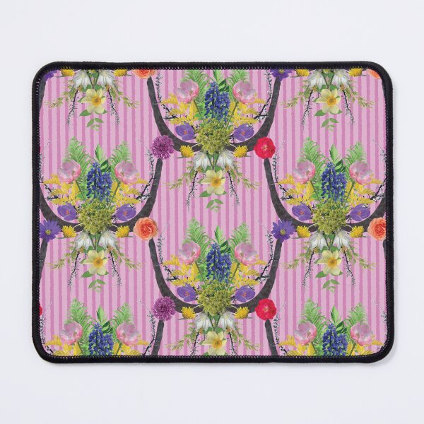 Item preview, Spring Flower & Wide Foliage Arrangement on Pink Stripes designed and sold by Digitalmyth's Designs.