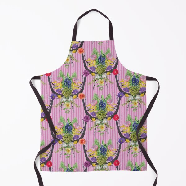Item preview, Spring Flower & Wide Foliage Arrangement on Pink Stripes designed and sold by Digitalmyth's Designs.