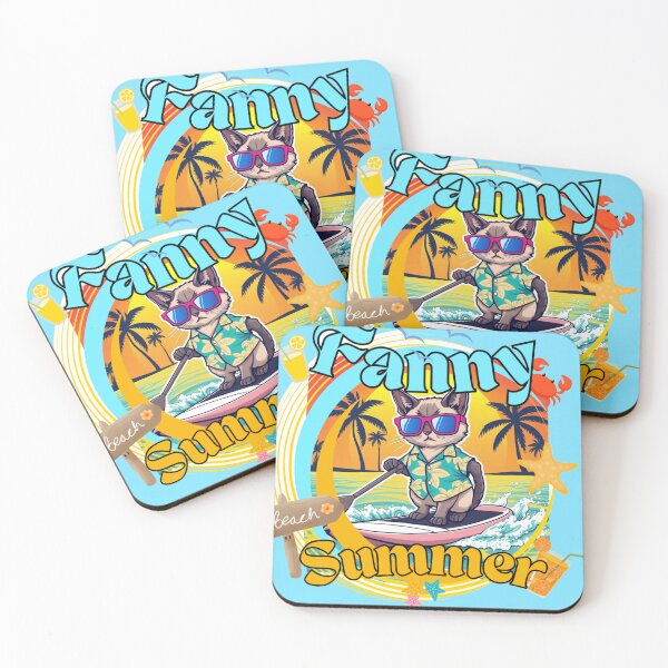 Item preview, Fanny Summer Cute Siamese Cat Surfing Tropical Beach designed and sold by hoodiehood.