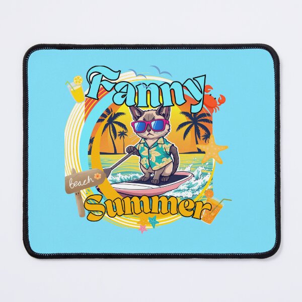 Item preview, Fanny Summer Cute Siamese Cat Surfing Tropical Beach designed and sold by hoodiehood.
