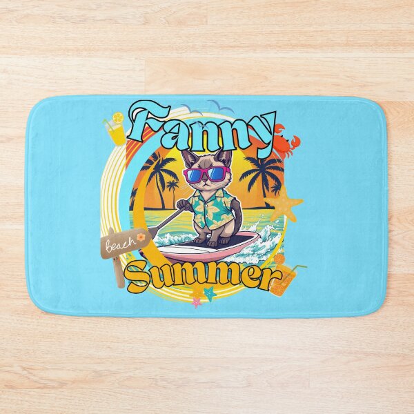 Item preview, Fanny Summer Cute Siamese Cat Surfing Tropical Beach designed and sold by hoodiehood.