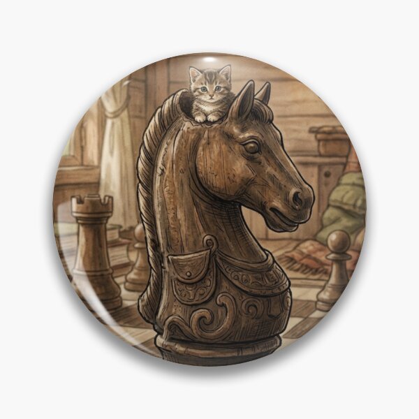 Item preview, Tiny Kitten Sitting on a Giant Chess Piece Miniature Illustration designed and sold by DuckOddity.