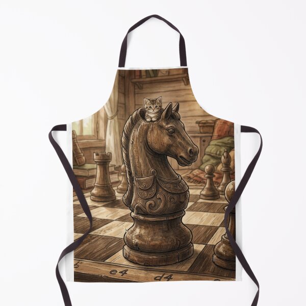 Item preview, Tiny Kitten Sitting on a Giant Chess Piece Miniature Illustration designed and sold by DuckOddity.