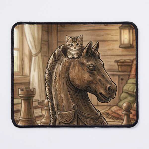 Item preview, Tiny Kitten Sitting on a Giant Chess Piece Miniature Illustration designed and sold by DuckOddity.