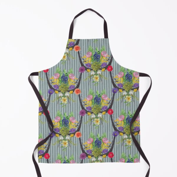 Item preview, Spring Flower & Wide Foliage Arrangement on Gray Stripes designed and sold by Digitalmyth's Designs.