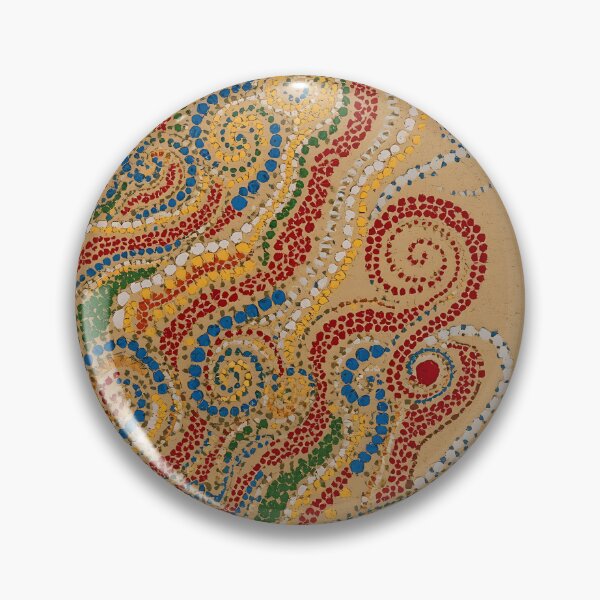 Item preview, Aboriginal Inspired Dot Art - With Red Blue Curls On Sand designed and sold by GrinGalore.