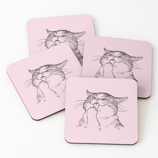 Item preview, Cute Cat Licking Its Paw Funny Kitten Mewing Cat Lover Gift designed and sold by ronakris009.
