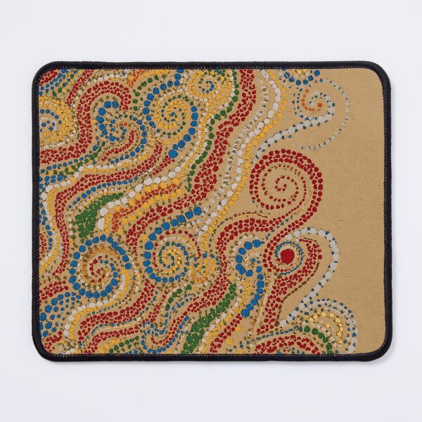 Item preview, Aboriginal Inspired Dot Art - With Red Blue Curls On Sand designed and sold by GrinGalore.