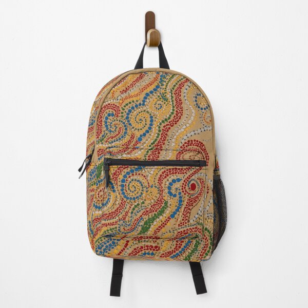 Item preview, Aboriginal Inspired Dot Art - With Red Blue Curls On Sand designed and sold by GrinGalore.
