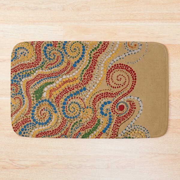 Item preview, Aboriginal Inspired Dot Art - With Red Blue Curls On Sand designed and sold by GrinGalore.