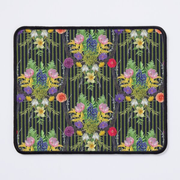 Item preview, Spring Flower & Wide Foliage Arrangement on Green Stripes designed and sold by Digitalmyth's Designs.