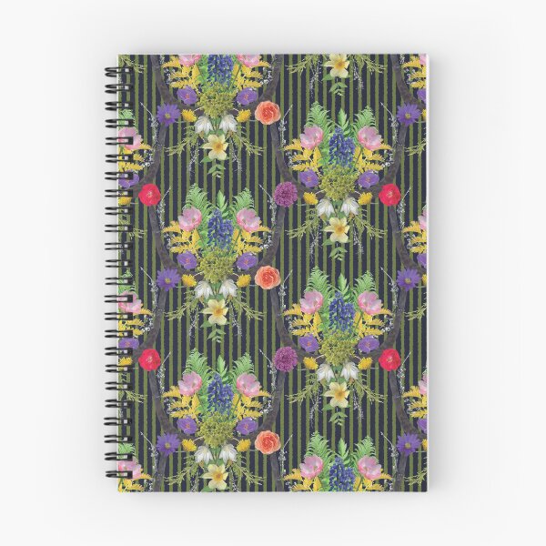 Item preview, Spring Flower & Wide Foliage Arrangement on Green Stripes designed and sold by Digitalmyth's Designs.