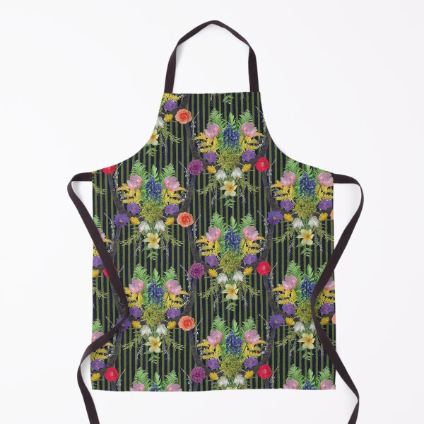 Item preview, Spring Flower & Wide Foliage Arrangement on Green Stripes designed and sold by Digitalmyth's Designs.