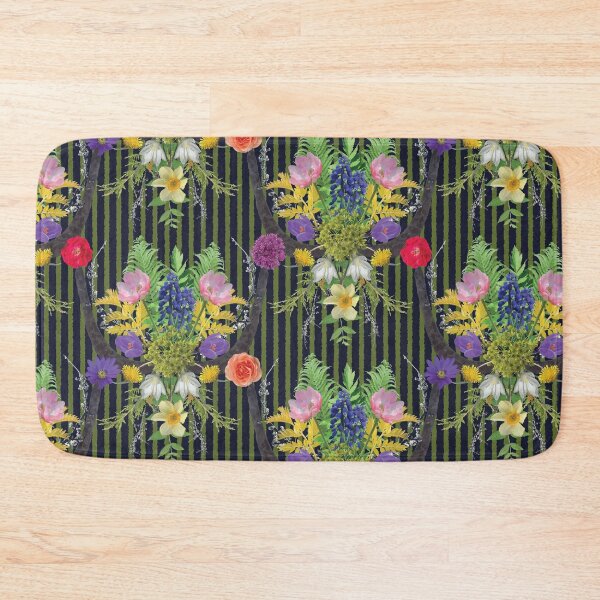 Item preview, Spring Flower & Wide Foliage Arrangement on Green Stripes designed and sold by Digitalmyth's Designs.