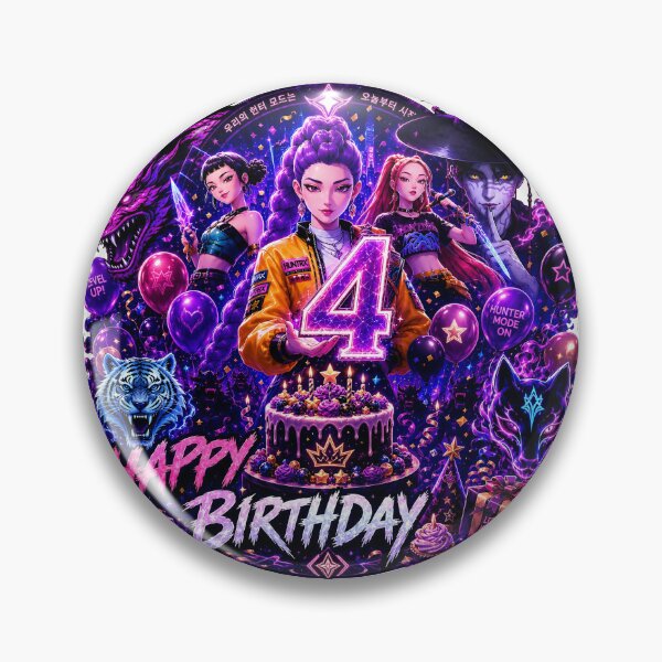 Item preview, KPop Demon Hunters Happy 4th Birthday Sticker | Cute Anime Birthday Party Gift designed and sold by NorthernDk_art .