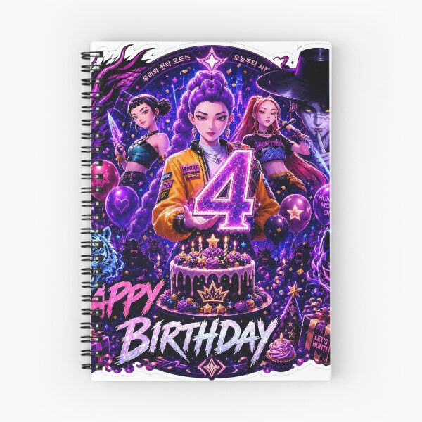 Item preview, KPop Demon Hunters Happy 4th Birthday Sticker | Cute Anime Birthday Party Gift designed and sold by NorthernDk_art .