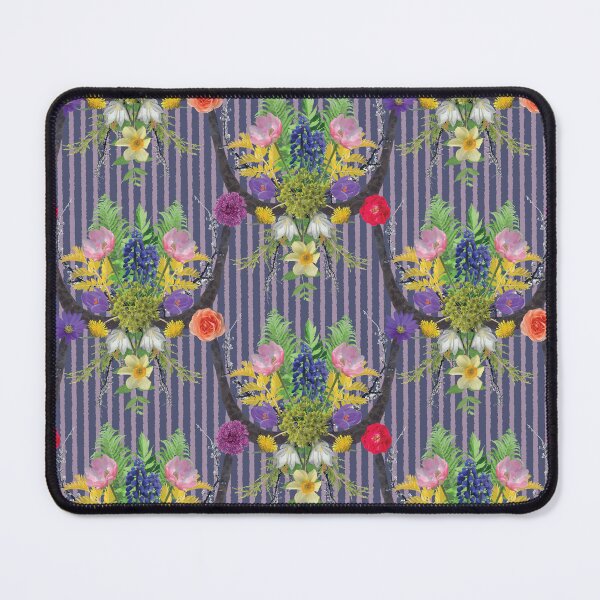 Item preview, Spring Flower & Wide Foliage Arrangement on Purple Stripes designed and sold by Digitalmyth's Designs.