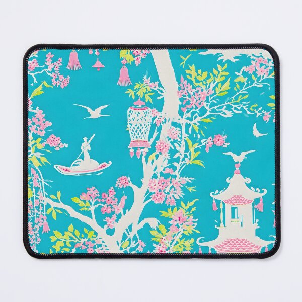 Item preview, Preppy chinoiserie garden in turquoise, pink and lime green designed and sold by SophieClimaArt.
