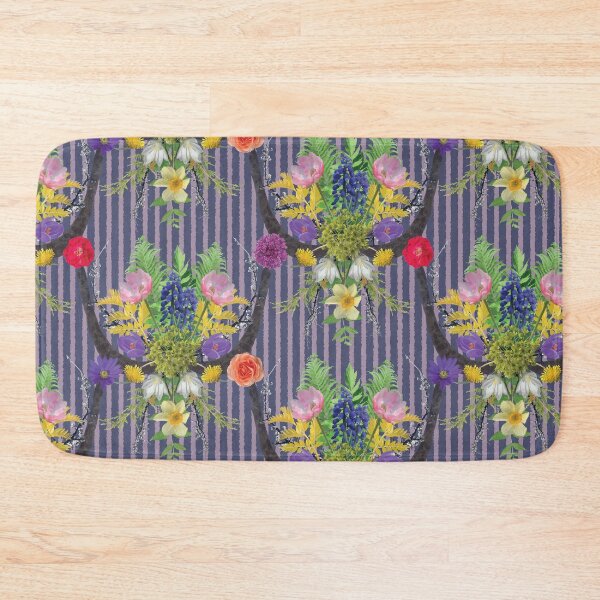 Item preview, Spring Flower & Wide Foliage Arrangement on Purple Stripes designed and sold by Digitalmyth's Designs.