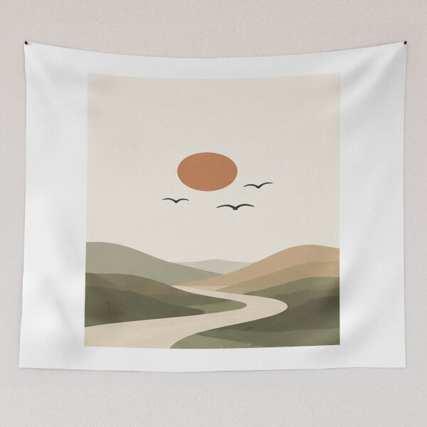 Item preview, Abstract Boho Landscape Terracotta Sun and Hills designed and sold by Universo-Arte.