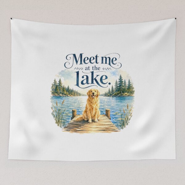 Item preview, Meet Me At The Lake Golden Retriever Dog Mom Cabin Decor designed and sold by AQUILAKREO.
