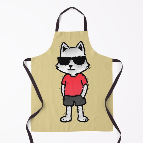 Item preview, Cool Gray Cat in Black Glasses and Red T-Shirt Chibi designed and sold by AstronautMerch.
