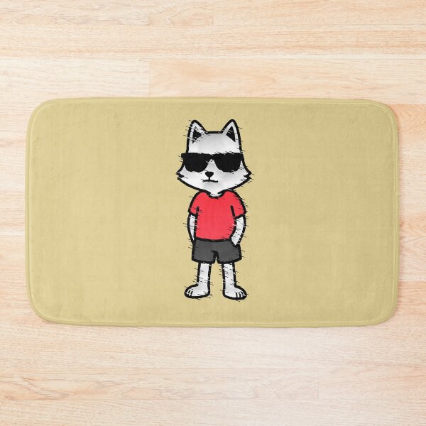 Item preview, Cool Gray Cat in Black Glasses and Red T-Shirt Chibi designed and sold by AstronautMerch.