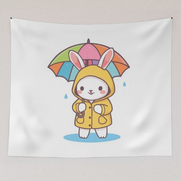 Item preview, Kawaii Rain Bunny Sticker | Cute Chibi Rabbit Gift designed and sold by Stylestickers55.