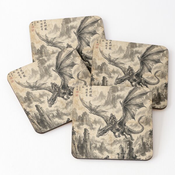 Item preview, Dragon Rider Patrol Sumi-e Ink Wash designed and sold by DuckOddity.