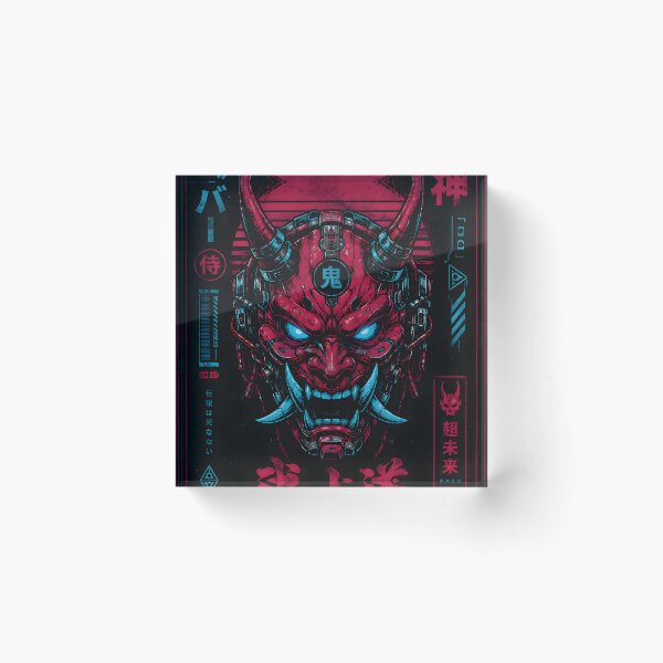 Item preview, Cyber Oni Mask | Neon Japanese Cyberpunk Streetwear designed and sold by Day Dreamer.