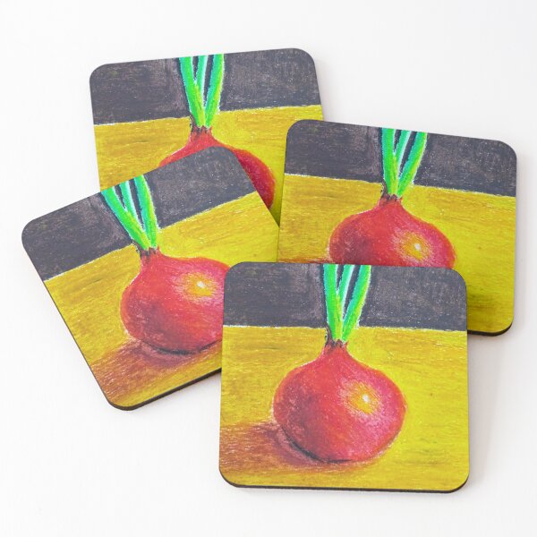 Item preview, Red Onion with Green Sprouts Oil Pastel Art designed and sold by Sky-99.