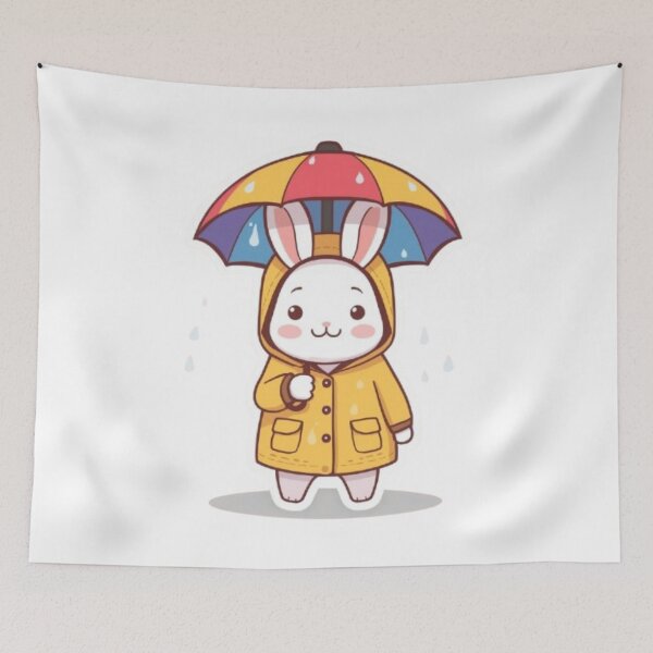 Item preview, Cute Bunny in Rain | Kawaii Rabbit Sticker designed and sold by Stylestickers55.