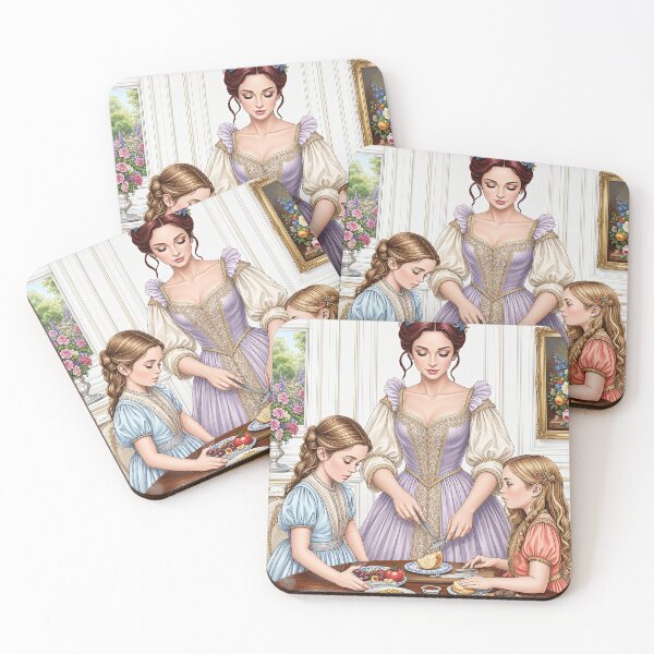 Item preview, Pretty Lady and Her Kids Preparing Elegant Meal designed and sold by Pim-Crystal.