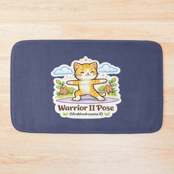 Item preview, Cute Yoga Cat – Warrior II Pose (Virabhadrasana II) Kawaii Sticker designed and sold by Trigart-art.