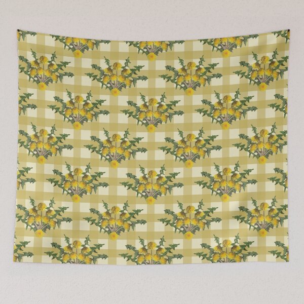 Item preview, Dandelion Arrangement on Yellow Gingham designed and sold by Digitalmyth's Designs.