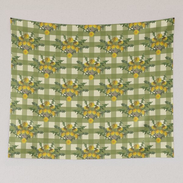 Item preview, Dandelion Arrangement on Green Gingham designed and sold by Digitalmyth's Designs.