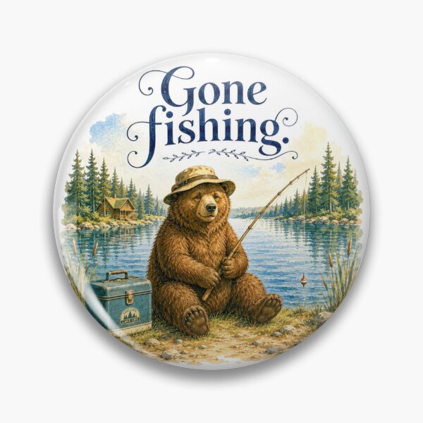 Item preview, Gone Fishing Bear Vintage Tackle Box Fisherman Gift designed and sold by AQUILAKREO.