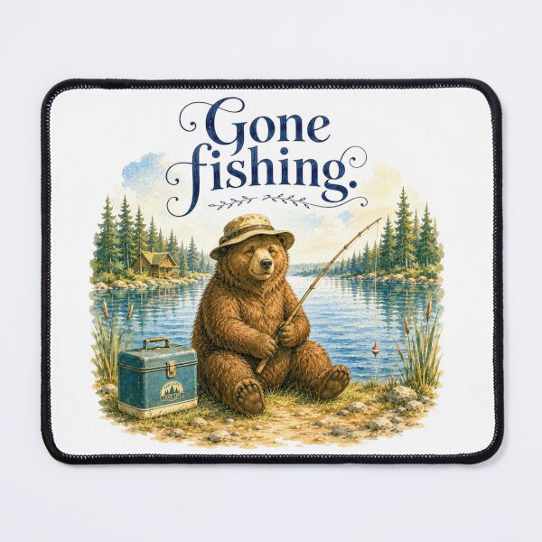 Item preview, Gone Fishing Bear Vintage Tackle Box Fisherman Gift designed and sold by AQUILAKREO.