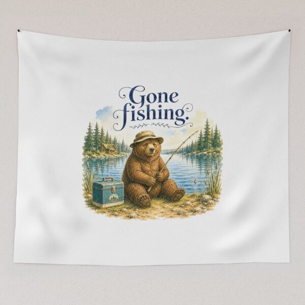 Item preview, Gone Fishing Bear Vintage Tackle Box Fisherman Gift designed and sold by AQUILAKREO.