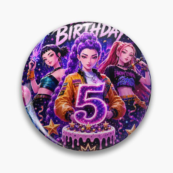 Item preview, KPop Demon Hunters Happy 5th Birthday Sticker | Cute Anime Birthday Party Gift for Kids designed and sold by NorthernDk_art .