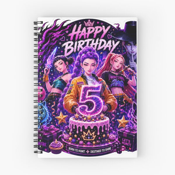 Item preview, KPop Demon Hunters Happy 5th Birthday Sticker | Cute Anime Birthday Party Gift for Kids designed and sold by NorthernDk_art .