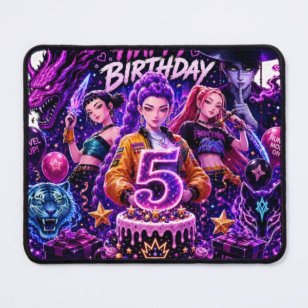 Item preview, KPop Demon Hunters Happy 5th Birthday Sticker | Cute Anime Birthday Party Gift for Kids designed and sold by NorthernDk_art .