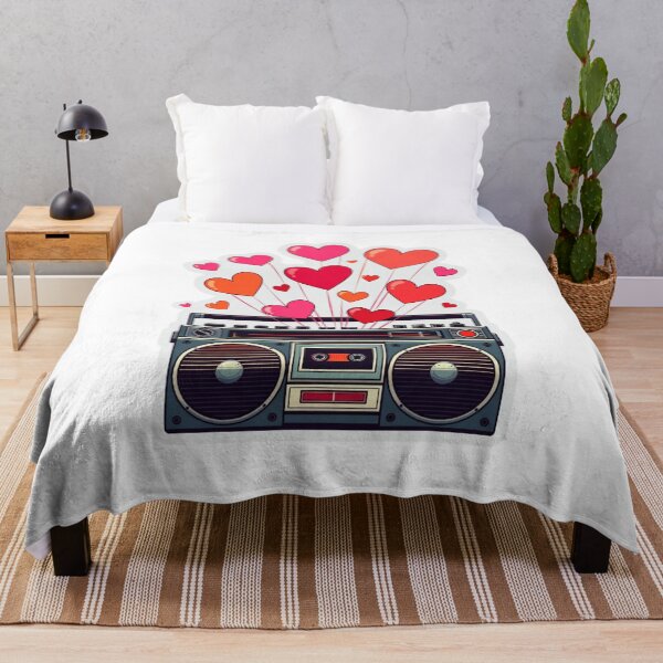 Item preview, Vintage Black Boombox Sticker with Exploding Pink Hearts Graphic designed and sold by GeekStickerLab.