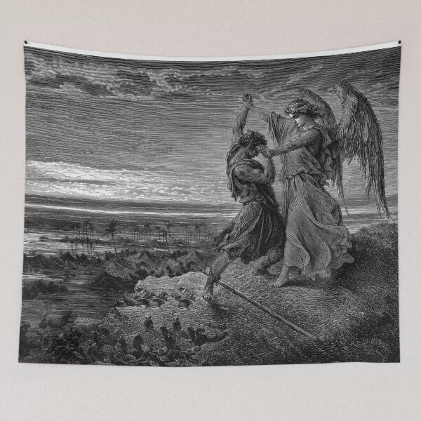 Item preview, Jacob wrestles with an Angel by Gustav Dore - Vintage Art designed and sold by RickE.