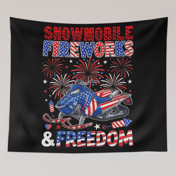 Item preview, Snowmobile Fireworks And Freedom American Flag Patriotic Fourth Of July Riding T-Shirt designed and sold by DuneHaicna.