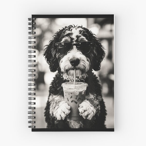 Item preview, Funny Dog Wearing Sunglasses Drinking Iced Coffee Black And White Graphic T-Shirt designed and sold by DuneHaicna.
