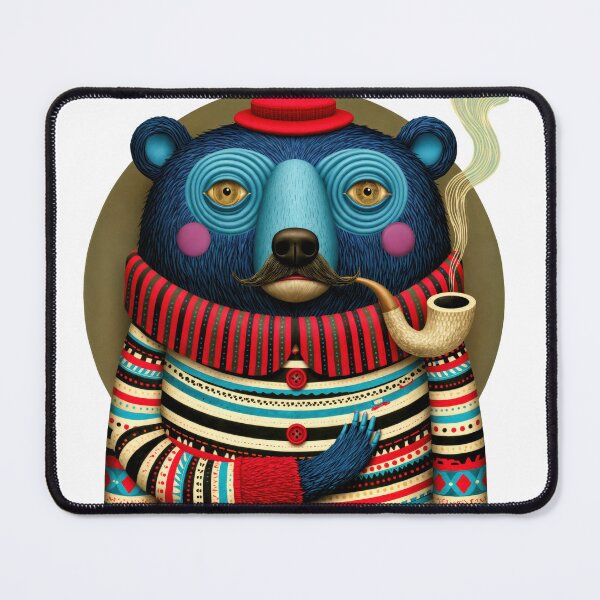 Item preview, T-Shirt - Sticker - Gentleman Bear – Whimsical Pipe & Stripes designed and sold by ForeverPrintsOK.